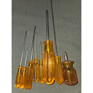 Vintage Crescent Xcelite Screwdriver Set Amber Handle Phillips Flathead 8 Piece
